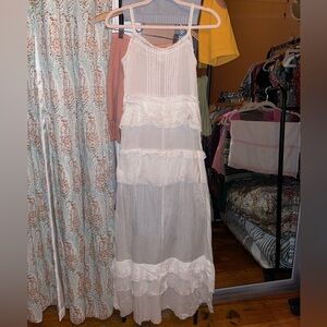 Cottagecore Layered Lace and Cotton Maxi Dress